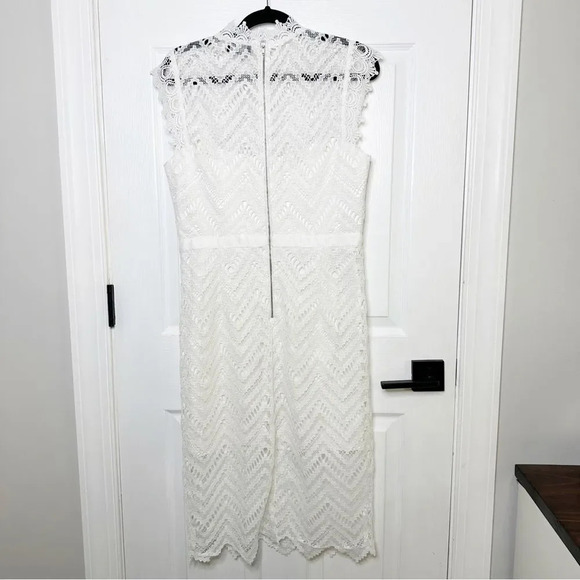 BARDOT Imogen High Neck White Crochet Lace Midi Dress Size US 10/Large Cocktail - Picture 5 of 6